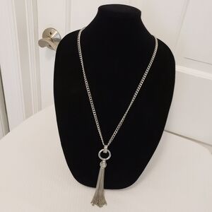 Jennifer Lopez Silvertone Statement Fashion Jewelry Necklace, Tassle